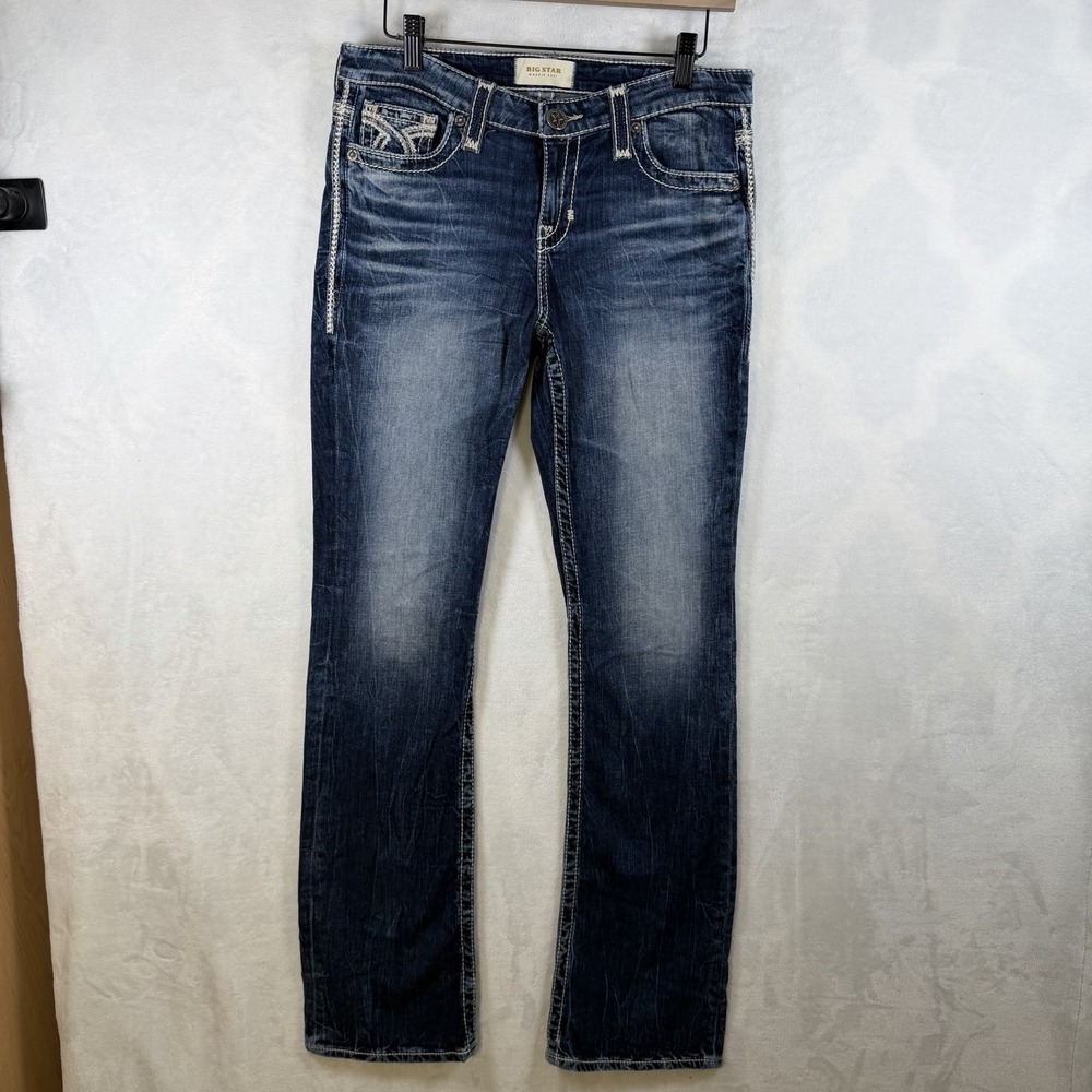 Big Star Maddie Boot Blue Women 28L Bootcut Medium Wash Embroidered Jeans
